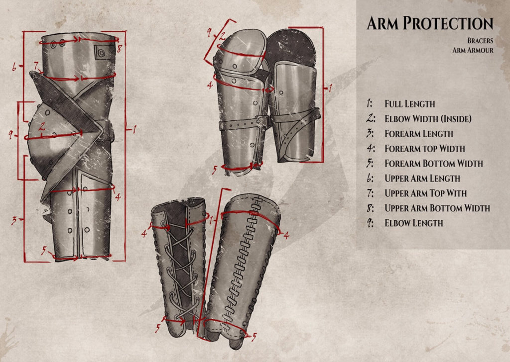 Sizing Guide to Arm Bracers and Arm Armour