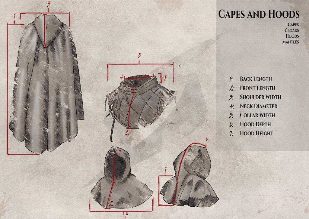Sizing Guide to Cloaks, Capes and Hoods