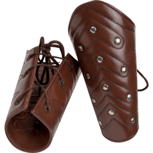 Brown Studded Leather Bracers