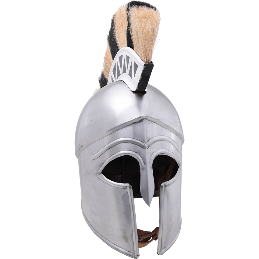 Medieval Greek Corinthian Warrior Silver Armor Helmet 18G Steel *Display Piece