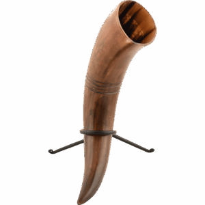 Carved Drinking Horn with Stand