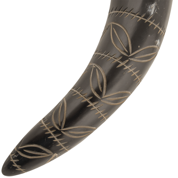 Leaf Pattern Drinking Horn with Stand