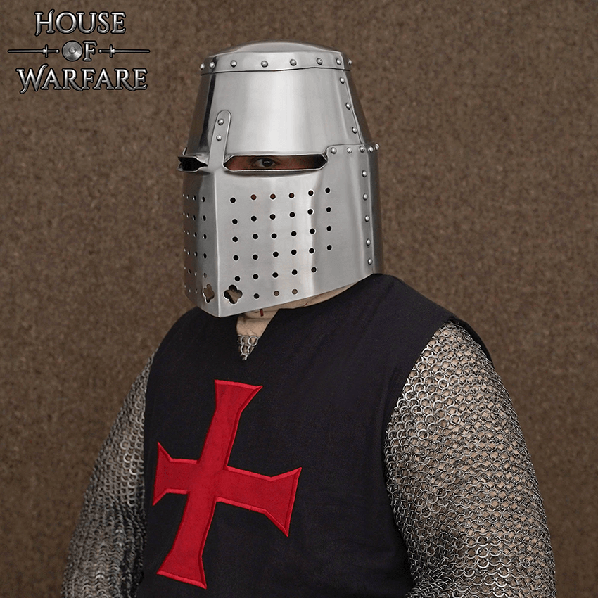 14th Century Great Helmet - Polished - HW-700417 - LARP 14th Century Great Helmet - Polished - HW-700417 - LARP