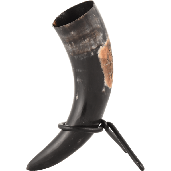 Large Helm of Awe Drinking Horn with Stand