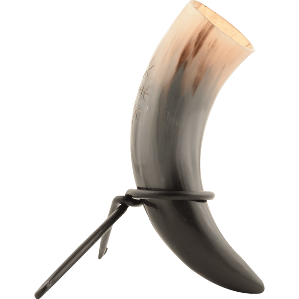 Small Helm of Awe Viking Drinking Horn with Stand