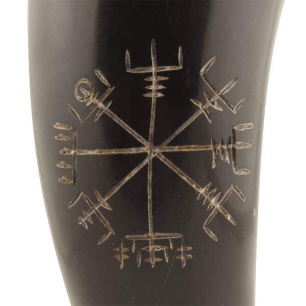 Vegvisir Viking Drinking Horn with Stand