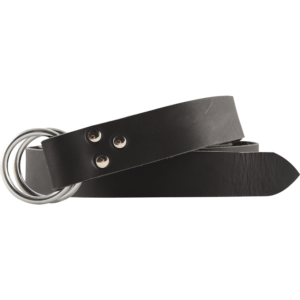 Double Ring Leather Belt - Black