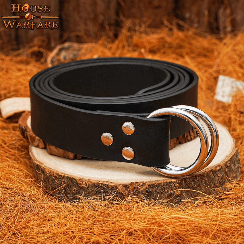 Double Ring Leather Belt - Black - HW-700450 - LARP Distribution