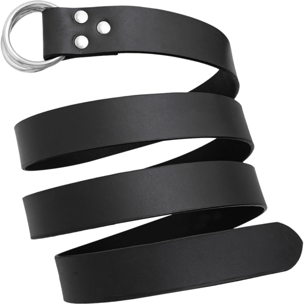 Double Ring Leather Belt - Black