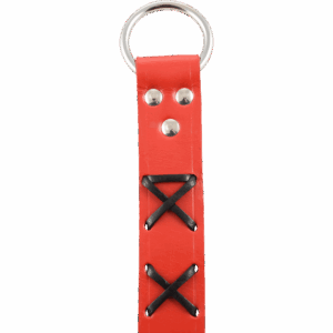 Laced Leather Ring Belt - Red with Black