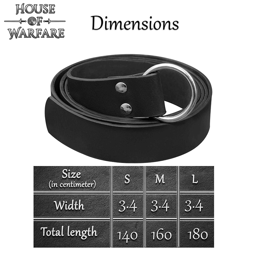 Leather Medieval Ring Belt - Black - HW-700452 - LARP Distribution