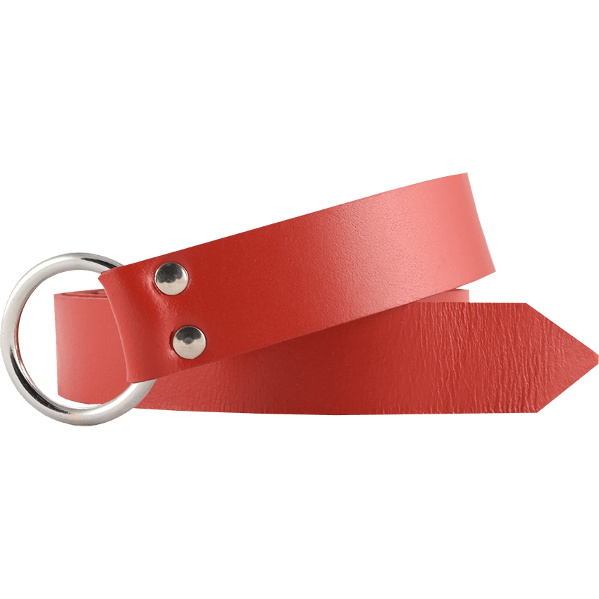 Leather Medieval Ring Belt - Red - HW-700453 - LARP Distribution