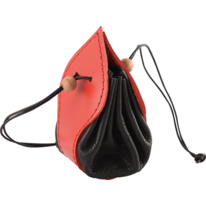 Leather Medieval Purse with Red Trim