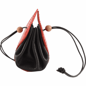 Leather Medieval Purse with Red Trim