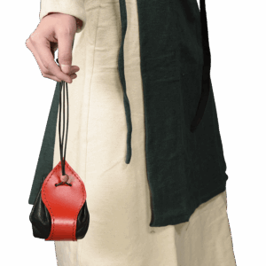 Leather Medieval Purse with Red Trim