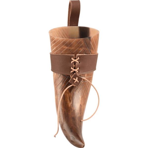 Aslaug Carved Drinking Horn with Holder