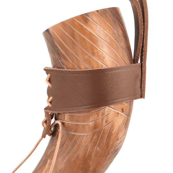 Aslaug Carved Drinking Horn with Holder