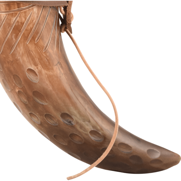 Aslaug Carved Drinking Horn with Holder