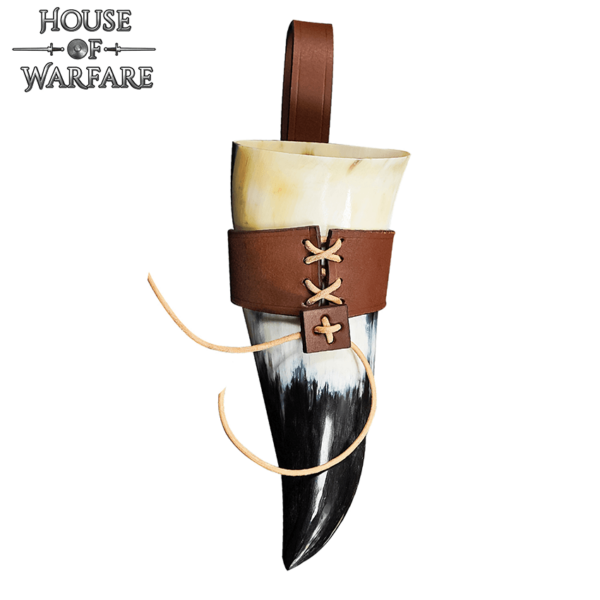 Small Norse Drinking Horn with Leather Holder