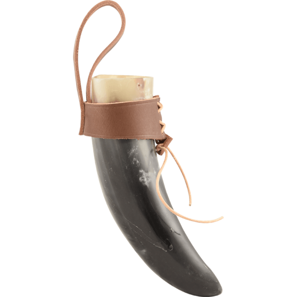 Small Norse Drinking Horn with Leather Holder