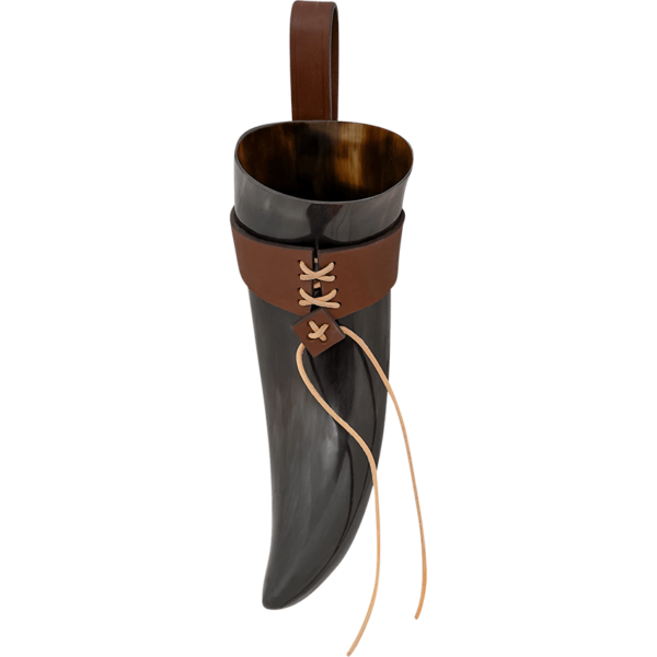 Great Norse Drinking Horn with Leather Holder