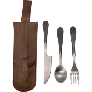 Feasting Utensils with Leather Pouch