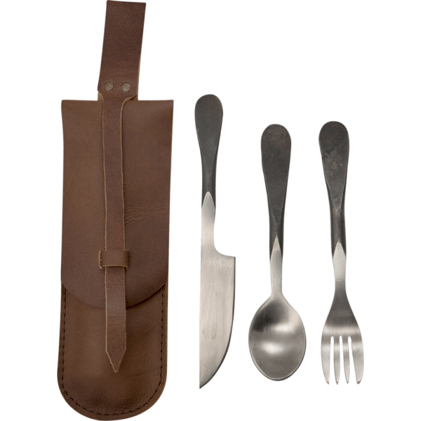 Feasting Utensils with Leather Pouch