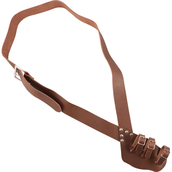 Triple Buckle Brown Leather Baldric