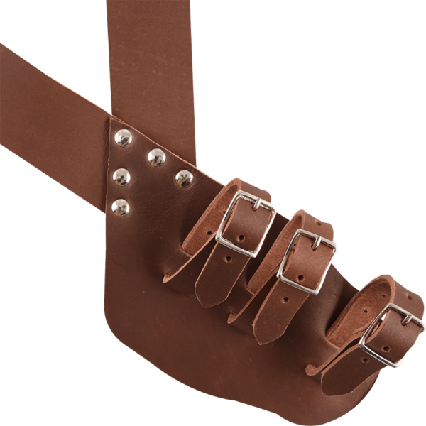 Triple Buckle Brown Leather Baldric