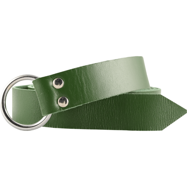 Leather Medieval Ring Belt - Green