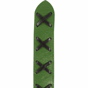 Laced Leather Ring Belt - Green with Black