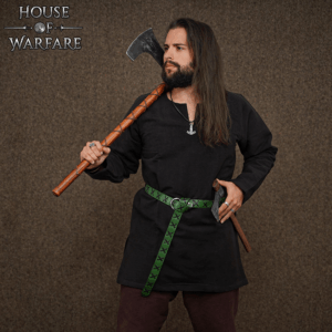 Laced Leather Ring Belt - Green with Black