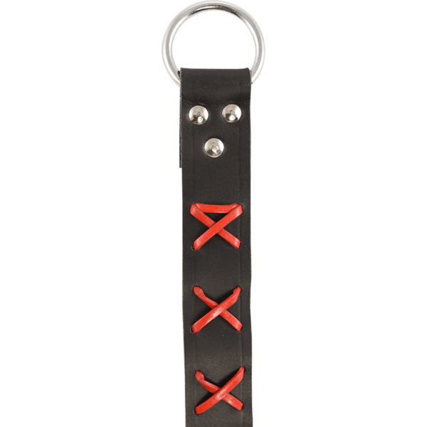 Laced Leather Ring Belt - Black with Red