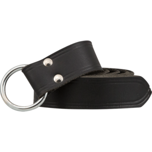 Childrens Double Lined Leather Ring Belt - Black