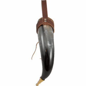 Brass Tipped Viking Drinking Horn with Leather Holder