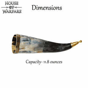 Brass Tipped Viking Drinking Horn with Leather Holder