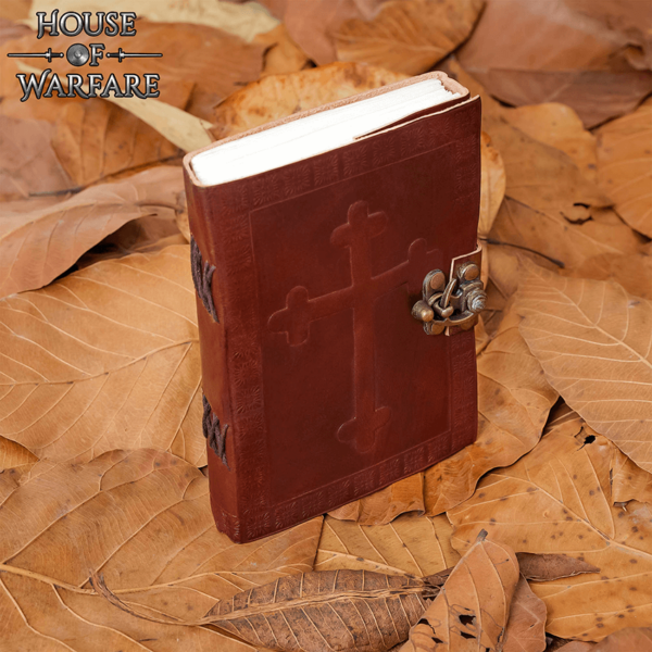 Celtic Cross with Knotwork Leather Journal with Lock