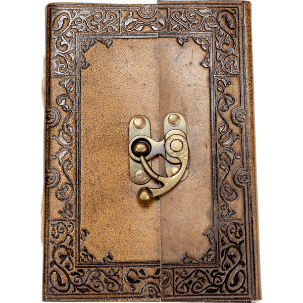 Ornate Border Leather Journal with Clasp