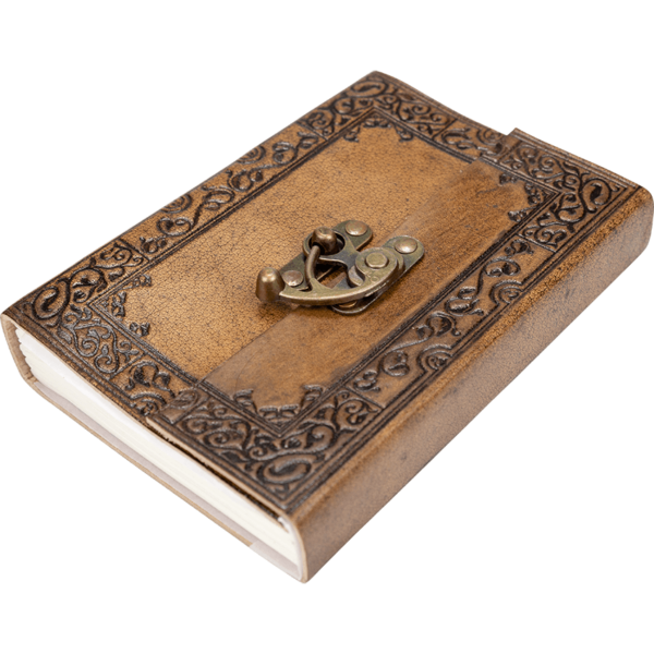 Ornate Border Leather Journal with Clasp