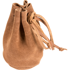 Brown Leather Drawstring Pouch