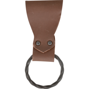 Leather Frog with Handforged Twisted Ring - Brown