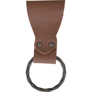 Leather Frog with Handforged Twisted Ring - Brown