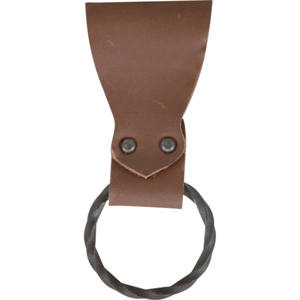 Leather Frog with Handforged Twisted Ring - Brown