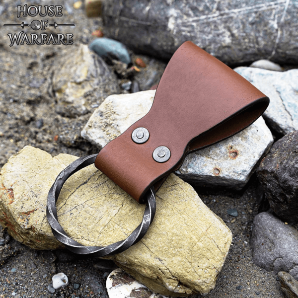 Leather Frog with Handforged Twisted Ring - Brown