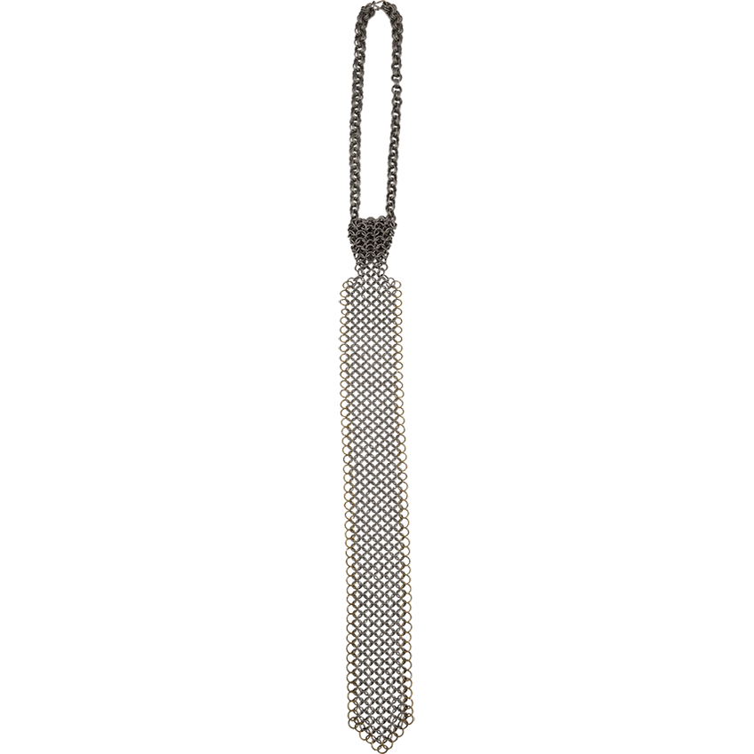 Steel and Brass Chainmail Tie - HW-700963 - LARP Distribution