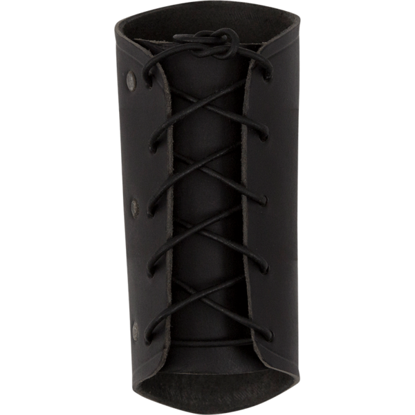 Simple Leather Wrist Bracer - Black