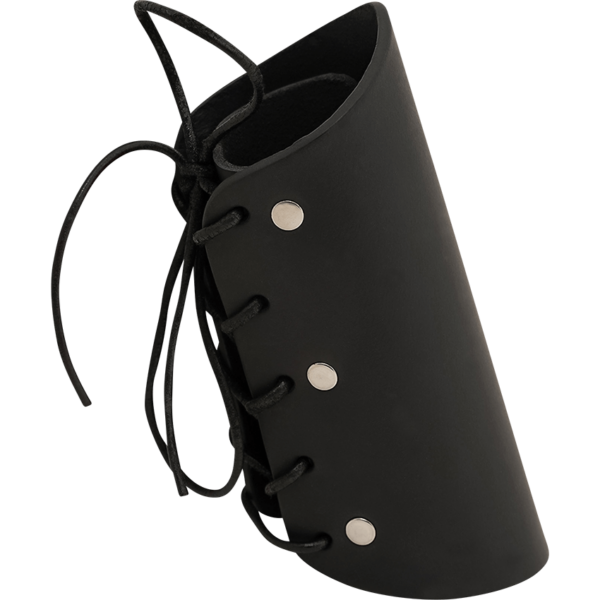 Simple Leather Wrist Bracer - Black
