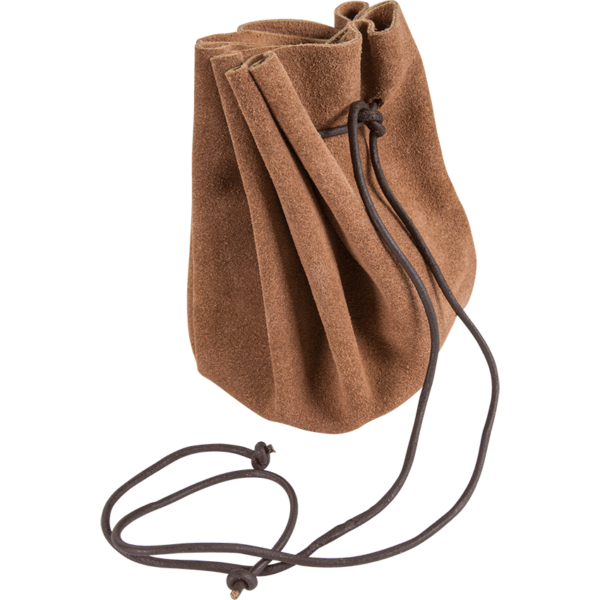 Leather Drawstring Pouch - Brown