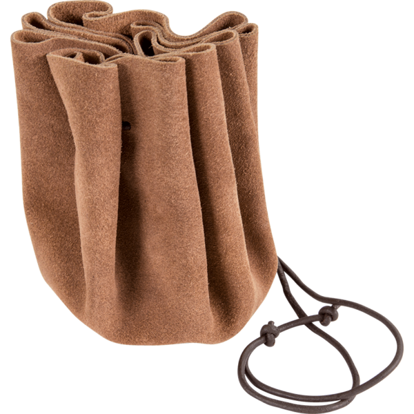 Leather Drawstring Pouch - Brown