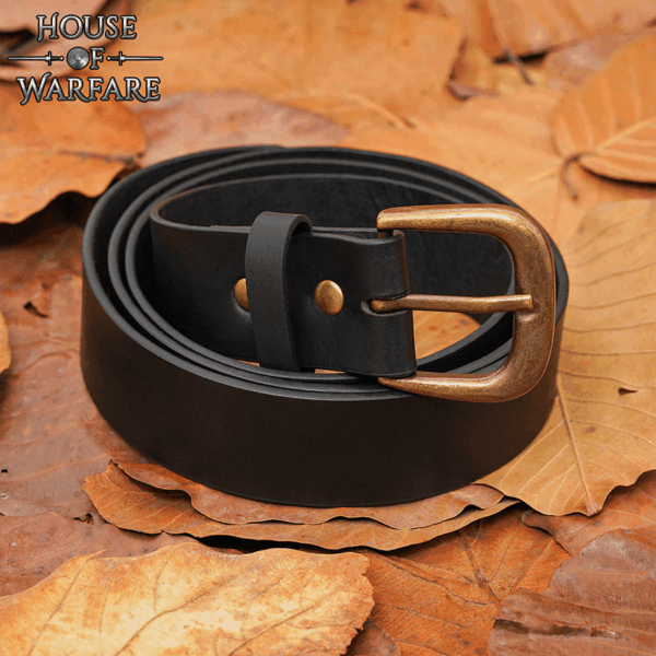 Knights Simple Medieval Leather Belt - Black